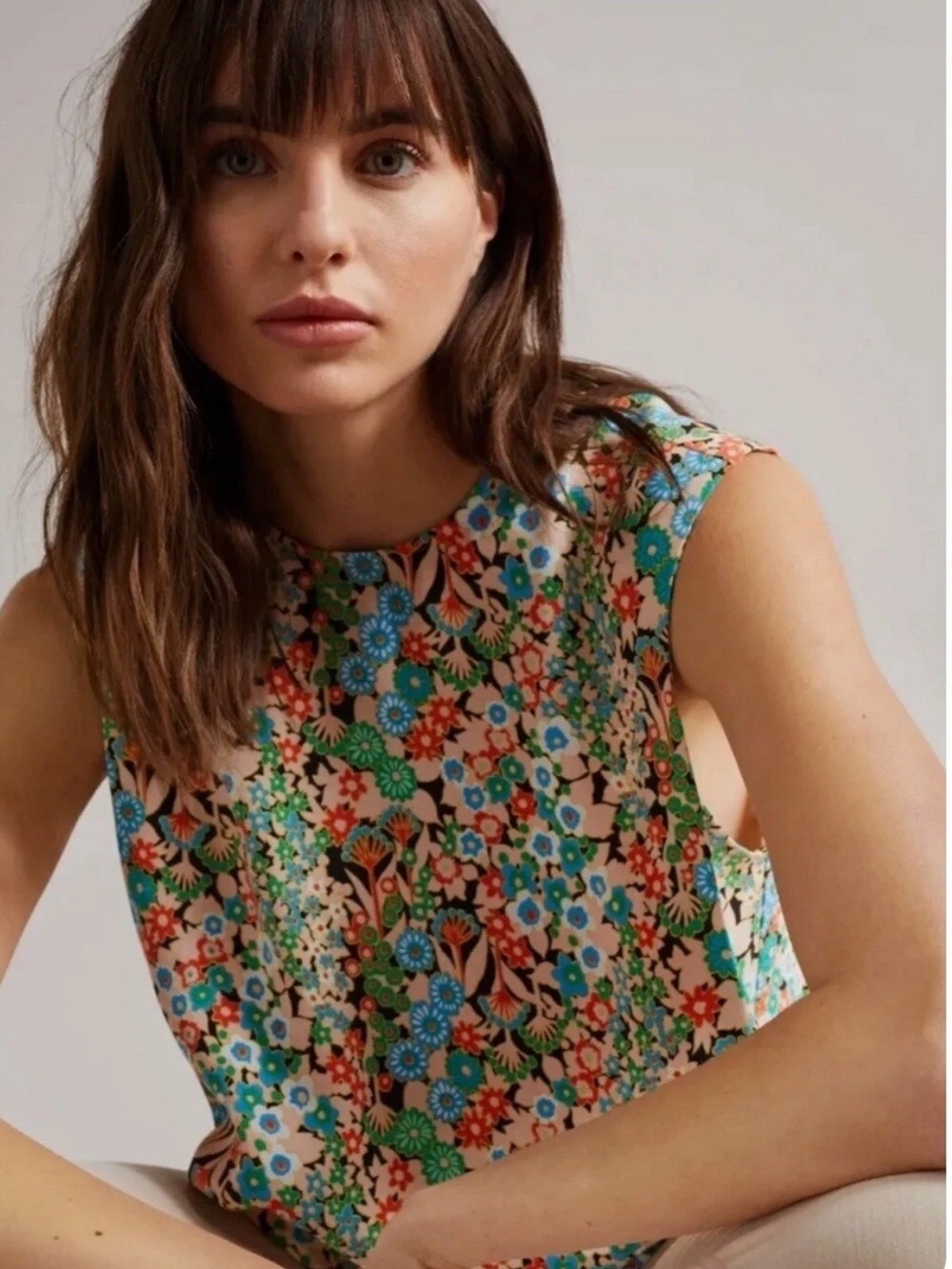 Ted Baker London Nelliy Floral Cap-Sleeve Blouse Ted Size 5